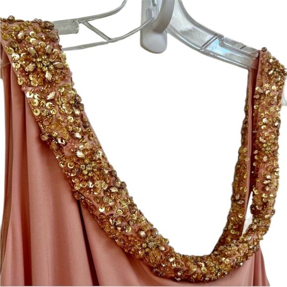 *NWOT Mac Duggal Beaded Drop Shoulder Jersey Gown Rose – Sz 12 - Picture 6 of 10